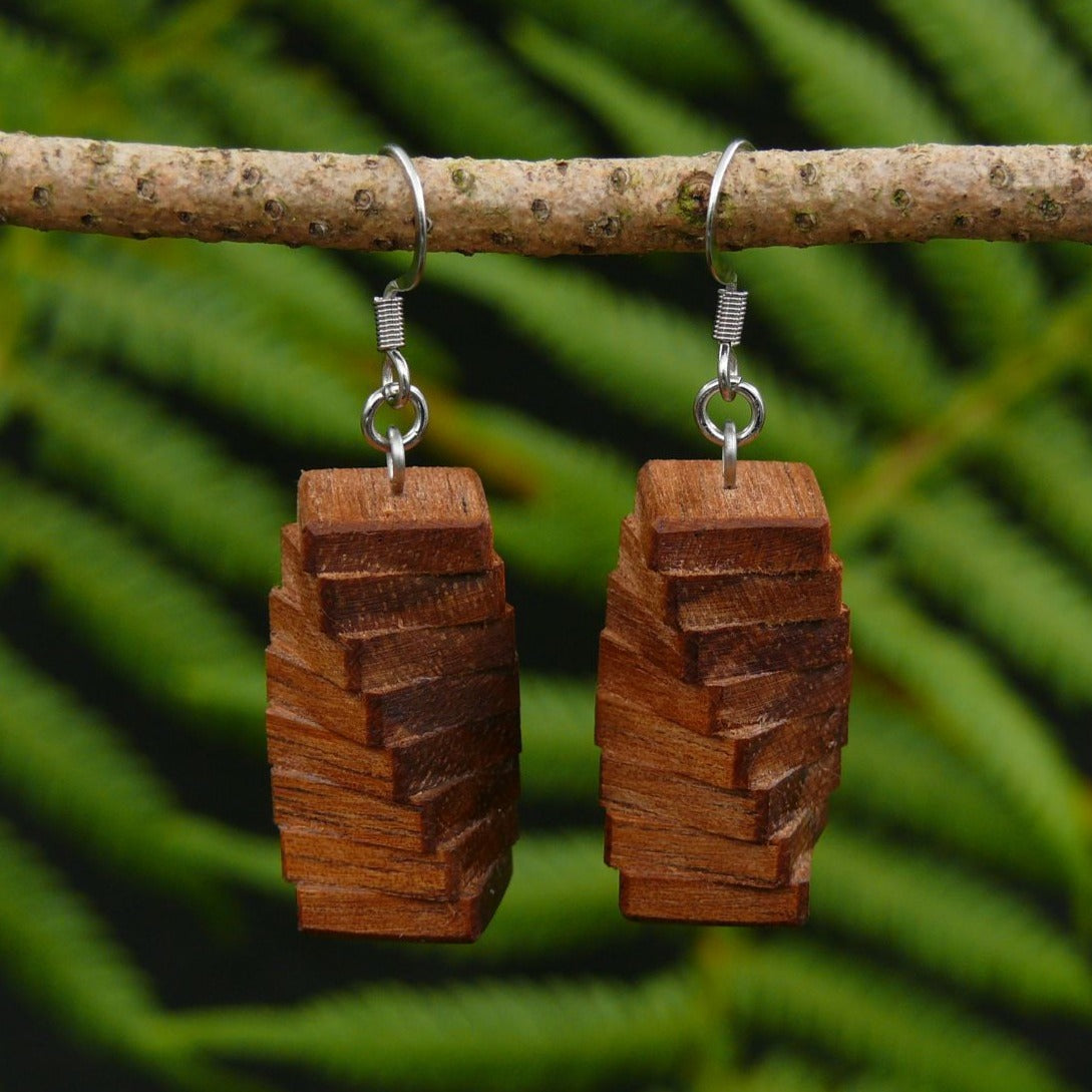 Licorice All Sorts Twisted Wooden Earrings 7 sizes