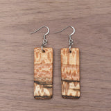 Natural Waratah Rectangle Earrings - Tiger print - Wooden earrings-made in Melbourne Australia-hypoallergenic