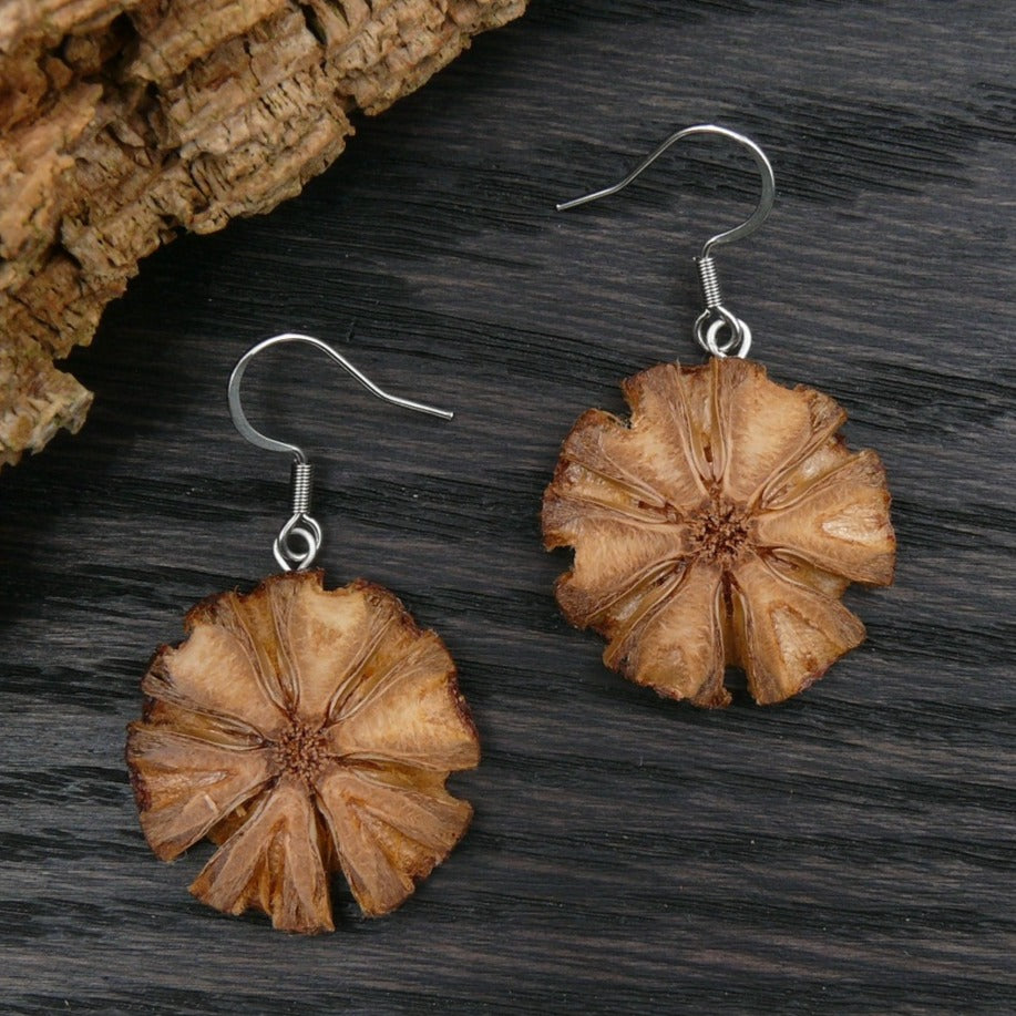 Wood sales carved earrings