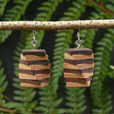 Funky Retro Licorice Allsorts Wooden Natural Earrings - Handmade in Melbourne-Hypoallergenic
