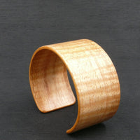 Fiddleback Oak Bangle, Wooden Bentwood Bracelet, Oiled Matt Finish Cuff