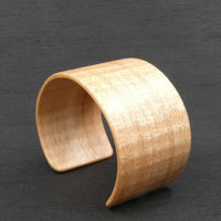 Tasmanian Fiddleback Oak Bangle, Wooden Bentwood Bracelet, made in Melbourne, Australia- Cuff Glossy Lacquer Finish