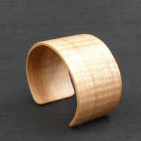 Tasmanian Fiddleback Oak Bangle, Wooden Bentwood Bracelet, made in Melbourne, Australia- Cuff Glossy Lacquer Finish