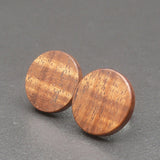 Round wooden Handmade Fiddleback Blackwood Studs-Male or Female stainless -Australian native Stud Earrings-Natural Wood-Made in Melbourne-Hypoallergenic