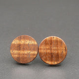 Round wooden Handmade Fiddleback Blackwood Studs-Male or Female stainless -Australian native Stud Earrings-Natural Wood-Made in Melbourne-Hypoallergenic