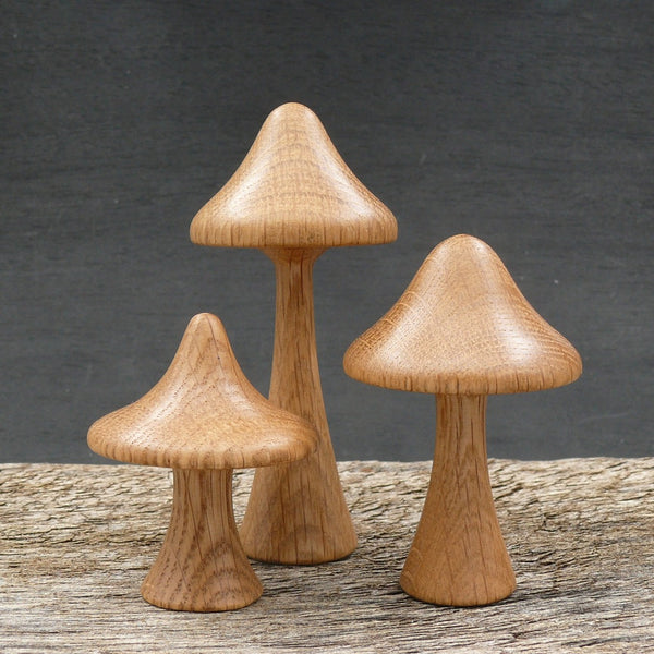 Handcrafted Wooden Mushrooms-set of 3- Steiner wood turned wood mushroom - Made in Australia