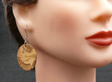 Natural Round English Ivy wood - Wooden earrings-made in Australia-hypoallergenic- Hedera Helix