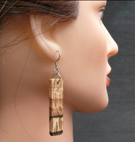 Natural Waratah Rectangle Earrings - Tiger print - Wooden earrings-made in Melbourne Australia-hypoallergenic