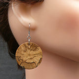 Natural Round English Ivy wood - Wooden earrings-made in Australia-hypoallergenic- Hedera Helix