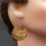 Natural Round English Ivy wood - Wooden earrings-made in Australia-hypoallergenic- Hedera Helix