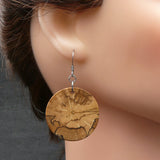 Natural Round English Ivy wood - Wooden earrings-made in Australia-hypoallergenic- Hedera Helix