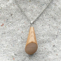 American Oak Wooden Prism Pendant / Necklace -Hand Wood Turned- Organic Sustainable Jewellery - Eco friendly - Ethical Natural Handmade Gift