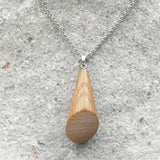 American Oak Wooden Prism Pendant / Necklace -Hand Wood Turned- Organic Sustainable Jewellery - Eco friendly - Ethical Natural Handmade Gift