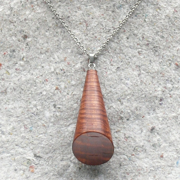 Australian Fiddleback Red Gum Wooden Prism Pendant / Necklace - Organic Sustainable Jewellery - Eco friendly Wood - Ethical Natural Handmade