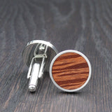 Wooden Cufflinks-Natural Organic Round Patterned -Buloke Wood with Stainless Steel -Australian Native Bull-Oak Wood -Handmade Men Jewellery