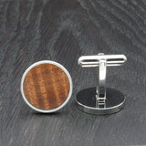 Wooden Cufflinks-Natural Organic Round Blackwood- Wood with Stainless Steel -Australian Native Wood -Handmade Men Jewellery