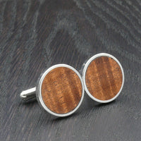 Wooden Cufflinks-Natural Organic Round Blackwood- Wood with Stainless Steel -Australian Native Wood -Handmade Men Jewellery