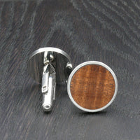 Wooden Cufflinks-Natural Organic Round Blackwood- Wood with Stainless Steel -Australian Native Wood -Handmade Men Jewellery