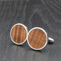 Wooden Cufflinks-Natural Organic Round Blackwood- Wood with Stainless Steel -Australian Native Wood -Handmade Men Jewellery