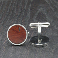 Wooden Cufflinks-Natural Organic Round Jarrah Burl (Eucalyptus) Accessory - Wood with Stainless Steel -Australian Native Wood -Handmade Men Jewellery