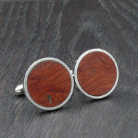 Wooden Cufflinks-Natural Organic Round Jarrah Burl (Eucalyptus) Accessory - Wood with Stainless Steel -Australian Native Wood -Handmade Men Jewellery