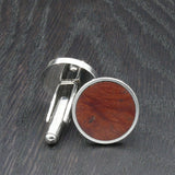 Wooden Cufflinks-Natural Organic Round Jarrah Burl (Eucalyptus) Accessory - Wood with Stainless Steel -Australian Native Wood -Handmade Men Jewellery