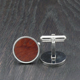 Wooden Cufflinks-Natural Organic Round Jarrah Burl (Eucalyptus) Accessory - Wood with Stainless Steel -Australian Native Wood -Handmade Men Jewellery