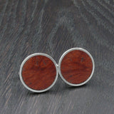 Wooden Cufflinks-Natural Organic Round Jarrah Burl (Eucalyptus) Accessory - Wood with Stainless Steel -Australian Native Wood -Handmade Men Jewellery