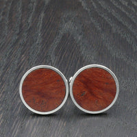 Wooden Cufflinks-Natural Organic Round Jarrah Burl (Eucalyptus) Accessory - Wood with Stainless Steel -Australian Native Wood -Handmade Men Jewellery