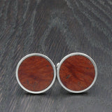 Wooden Cufflinks-Natural Organic Round Jarrah Burl (Eucalyptus) Accessory - Wood with Stainless Steel -Australian Native Wood -Handmade Men Jewellery