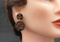 Banksia Stud Earrings-Natural Organic Round Dangle Drop Studs - Handmade Australian Native Jewellery - on model in ear