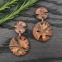 Banksia Stud Wooden Earrings-Natural Organic Round Dangle Drop Studs - Handmade Australian Native Jewellery