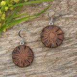 Sheoak Wooden Dangle drop Earrings- Wood Round Natural Earrings - Made in Melbourne-Australia - Hypoallergenic Stainless Steel Australian Native Jewellery