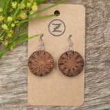 Sheoak Wooden Dangle drop Earrings- Wood Round Natural Earrings - Made in Melbourne-Australia - Hypoallergenic Stainless Steel Australian Native Jewellery