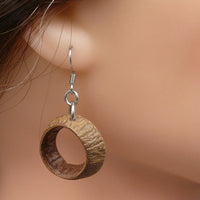 Round Gumnut-Eucalyptus Dangling Wooden Earrings-Organic Handmade Australian Native Wood Jewellery