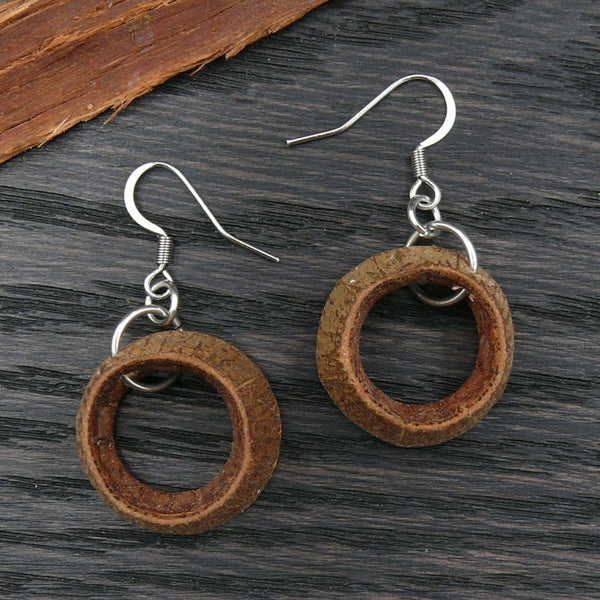 Round Gumnut-Eucalyptus Dangling Wooden Earrings-Organic Handmade Australian Native Wood Jewellery