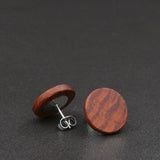 Wood Round Natural Wooden Earrings - Studs -Made in Melbourne-Australia