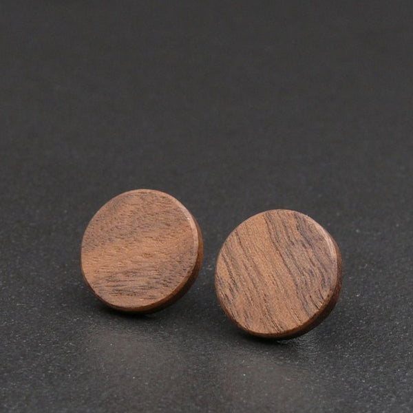 Wood Round Natural Wooden Earrings - Studs -Made in Melbourne-Australia