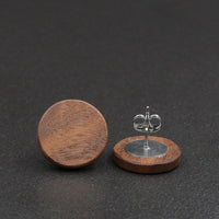 Wood Round Natural Wooden Earrings - Studs -Made in Melbourne-Australia