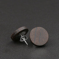 Wood Round Natural Wooden Earrings - Studs -Made in Melbourne-Australia