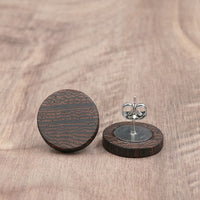 Wood Round Natural Wooden Earrings - Studs -Made in Melbourne-Australia