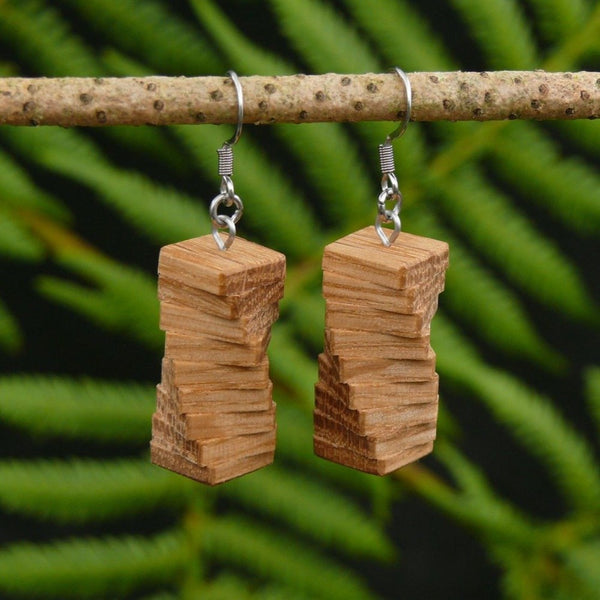 Funky Retro Licorice Allsorts Wooden Natural Earrings - Handmade in Melbourne-Hypoallergenic