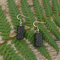 No14-Wooden Black Earrings - Tasmanian She-oak Seed Pod - Blocks-Made in Melbourne