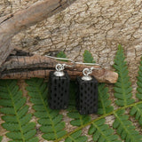 No14-Wooden Black Earrings - Tasmanian She-oak Seed Pod  Blocks-Made in Melbourne