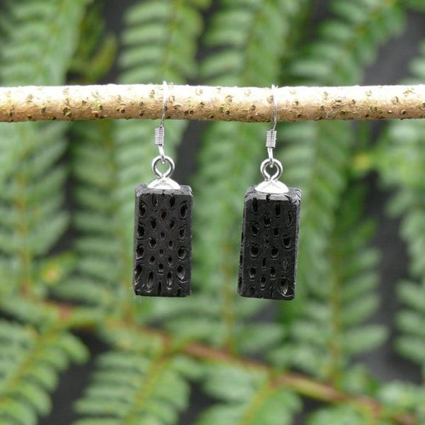 Wooden Black Earrings - Tasmanian She-oak Seed Pod - Blocks-Made in Melbourne