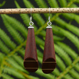 Art Deco - Natural Cone Earrings - Australian Red Cedar and Huon Pine stripe-native Wooden earrings-made in Melbourne Australia-hypoallergenic