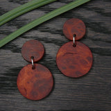 Natural Wooden Planet Earrings- Round Circles Wood Studs-Natural -Hypoallergenic-Made in Melbourne Australia