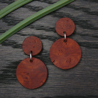 Natural Wooden Planet Earrings- Round Circles Wood Studs-Natural -Hypoallergenic-Made in Melbourne Australia