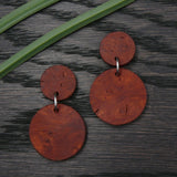 Natural Wooden Planet Earrings- Round Circles Wood Studs-Natural -Hypoallergenic-Made in Melbourne Australia