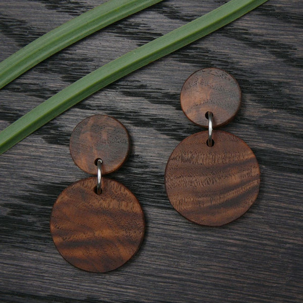 Natural Wooden Planet Earrings- Round Circles Wood Studs-Natural -Hypoallergenic-Made in Melbourne Australia